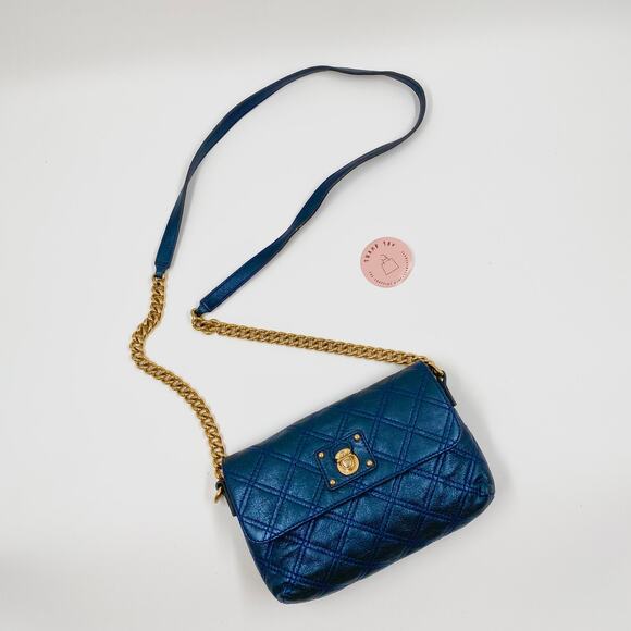 Marc Jacobs Small Single Crossbody Bag Quilted Metallic Midnight Blue Y2K Mini - Picture 14 of 14